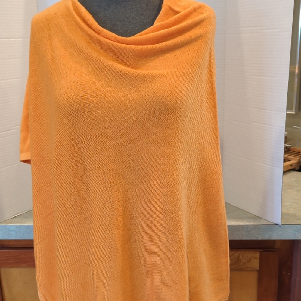 100% Cashmere Poncho. Made In Nepal. Orange/Tangerine